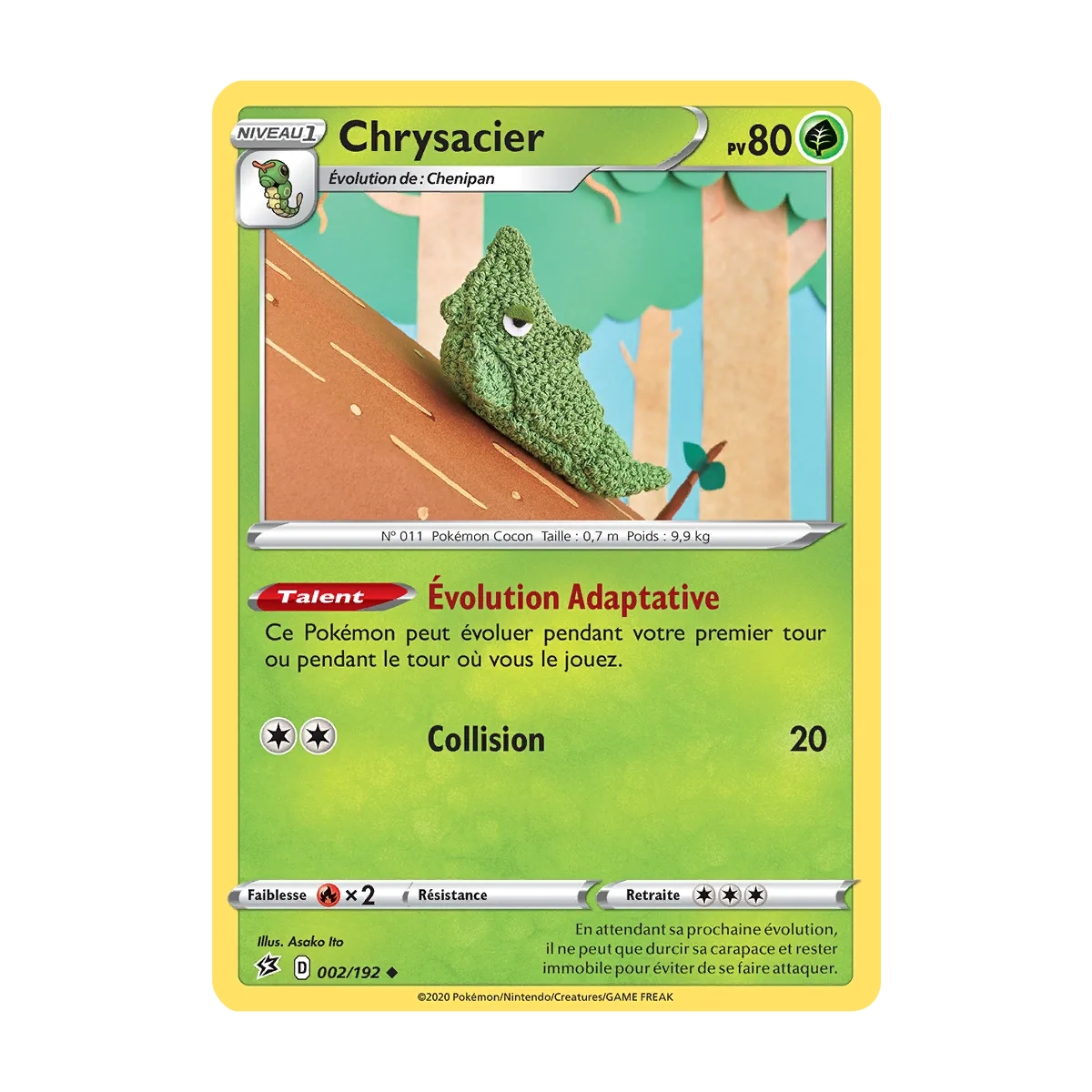 Chrysacier 002/192 : Joyau Peu commune (Brillante) de l'extension Pokémon Épée et Bouclier Clash des Rebelles