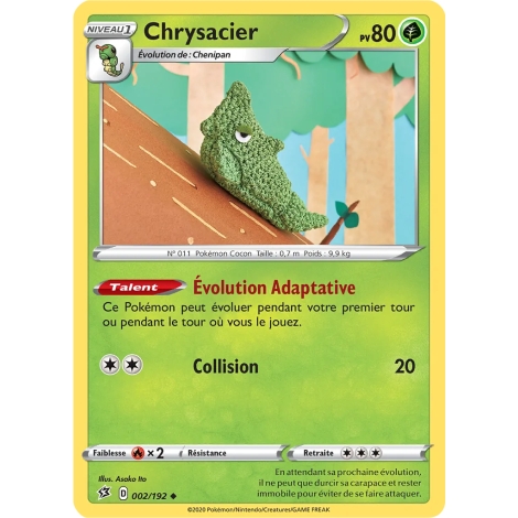 Chrysacier 002/192 : Joyau Peu commune (Brillante) de l'extension Pokémon Épée et Bouclier Clash des Rebelles