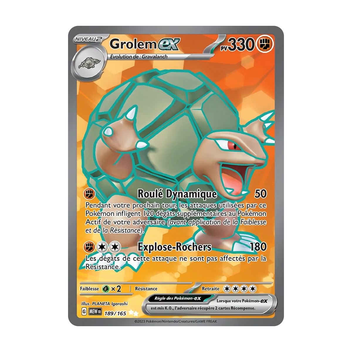 Grolem 189/165 : Joyau Ultra rare de l'extension Pokémon Écarlate et Violet 151