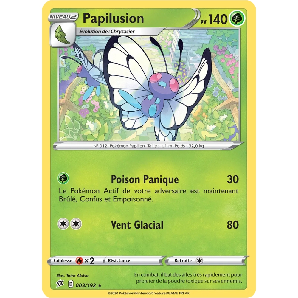 Carte Papilusion - Rare (Brillante) de Pokémon Épée et Bouclier Clash des Rebelles 003/192