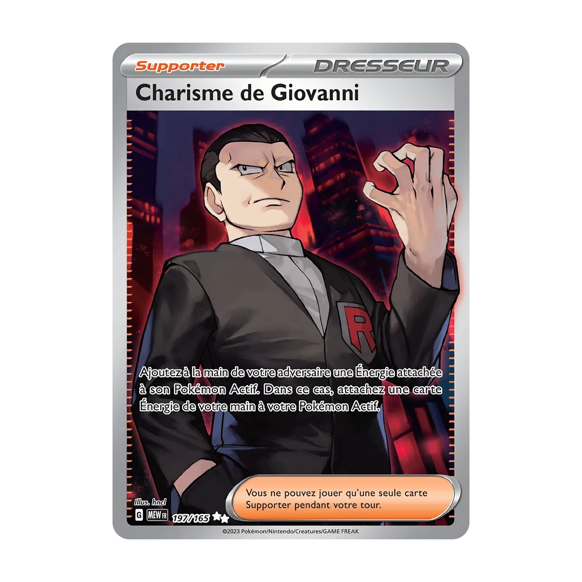 Découvrez Charisme de Giovanni, carte Ultra rare de la série Écarlate et Violet 151