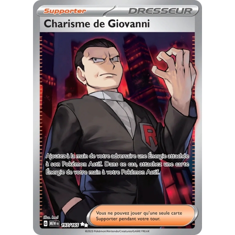 Découvrez Charisme de Giovanni, carte Ultra rare de la série Écarlate et Violet 151