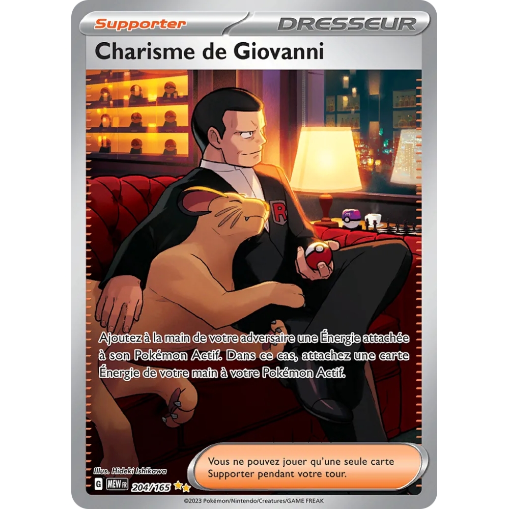 Carte Charisme de Giovanni - Illustration spéciale rare de Pokémon Écarlate et Violet 151 204/165