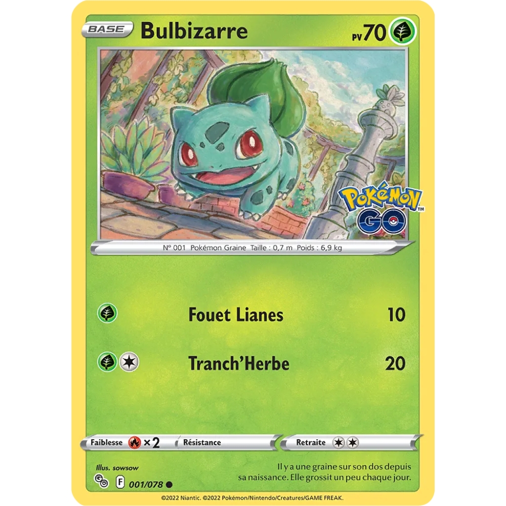 Carte Bulbizarre - Commune (Brillante) de Pokémon Pokémon GO 001/078