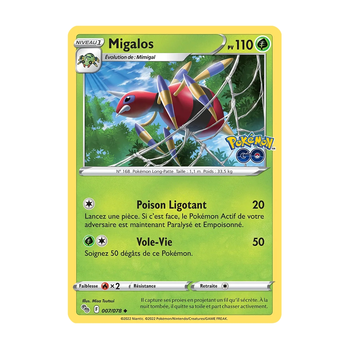 Carte Migalos - Peu commune (Brillante) de Pokémon Pokémon GO 007/078