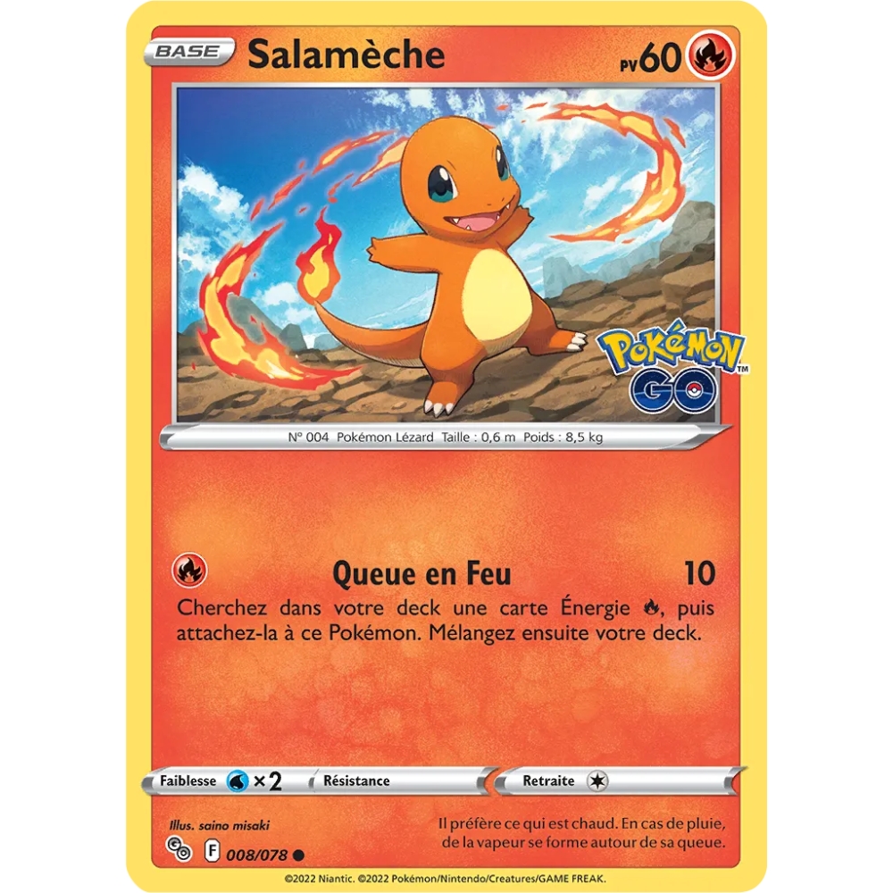 Découvrez Salamèche, carte Commune (Brillante) de la série Pokémon GO