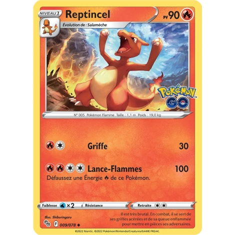 Carte Reptincel - Peu commune (Brillante) de Pokémon Pokémon GO 009/078