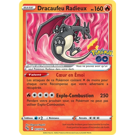 Découvrez Dracaufeu Radieux, carte Radieux rare de la série Pokémon GO