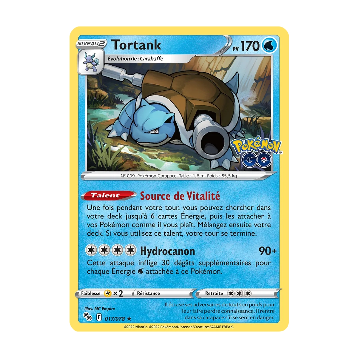 Découvrez Tortank, carte Holographique rare de la série Pokémon GO