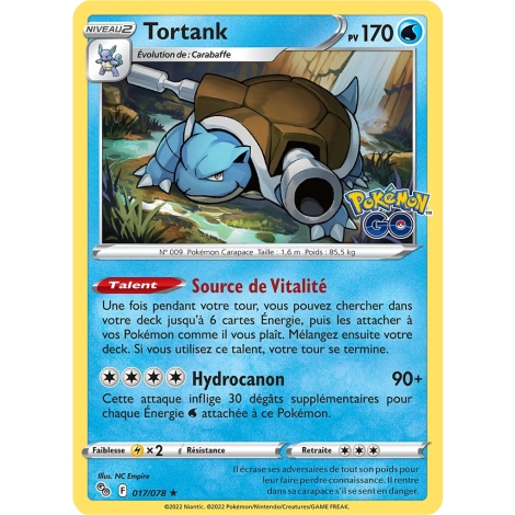 Découvrez Tortank, carte Holographique rare de la série Pokémon GO