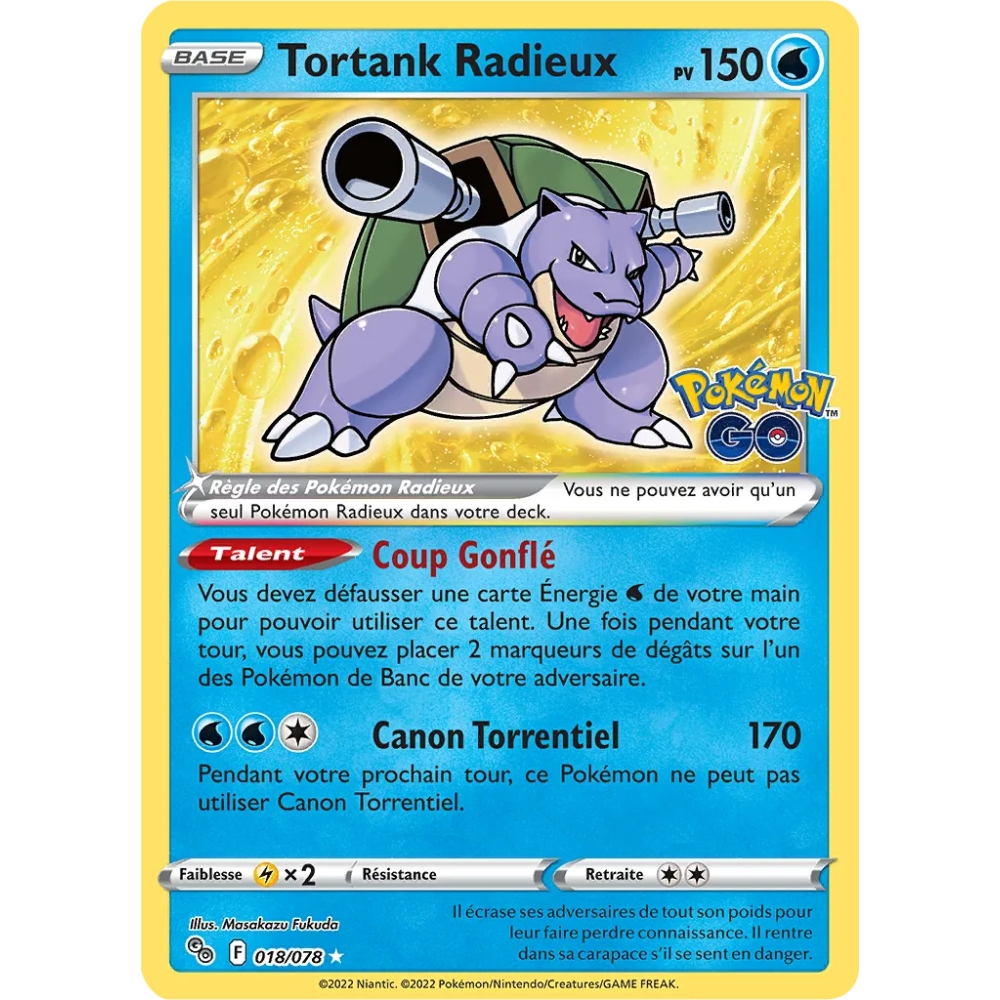 Découvrez Tortank Radieux, carte Radieux rare de la série Pokémon GO