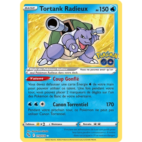 Découvrez Tortank Radieux, carte Radieux rare de la série Pokémon GO