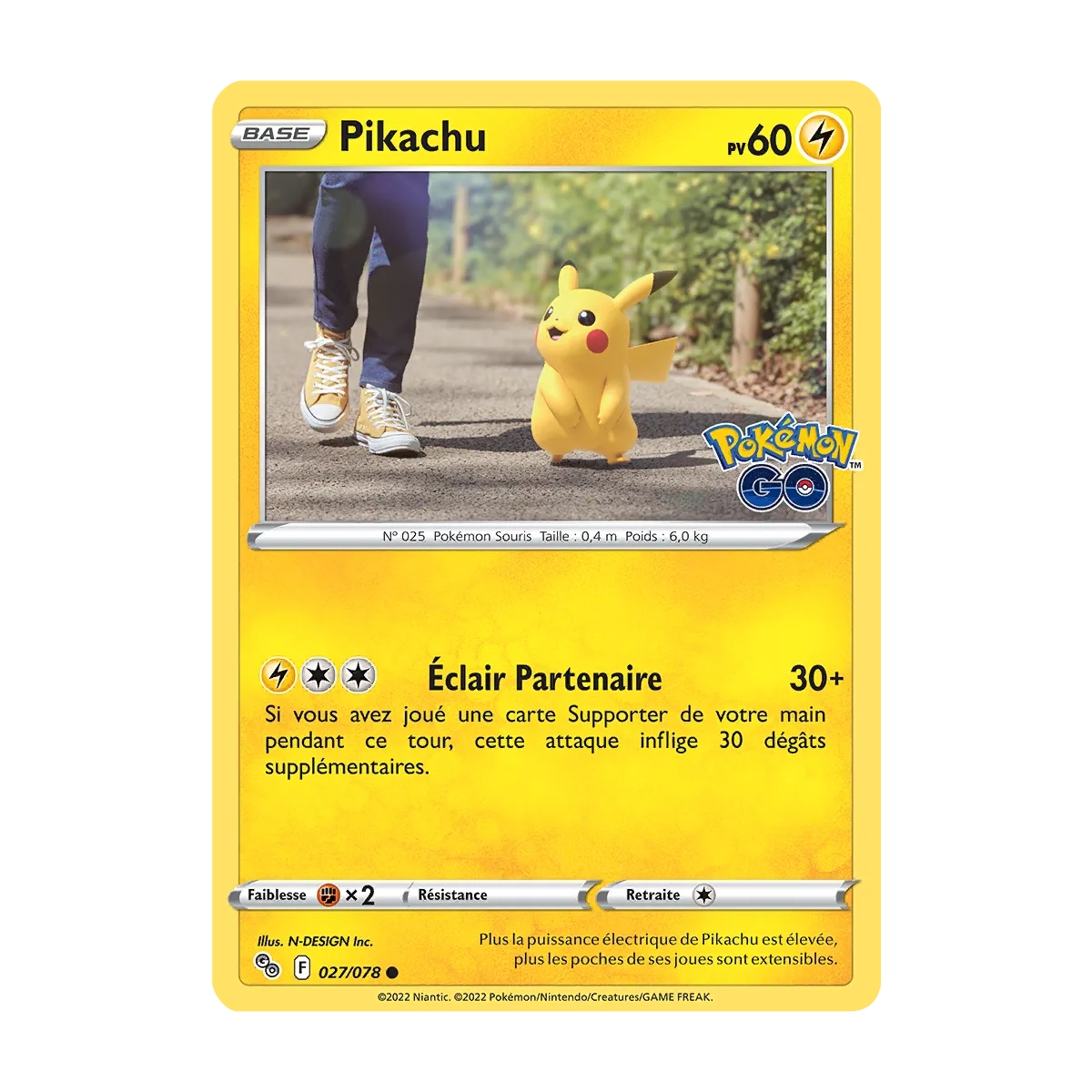 Carte Pikachu - Commune (Brillante) de Pokémon Pokémon GO 027/078