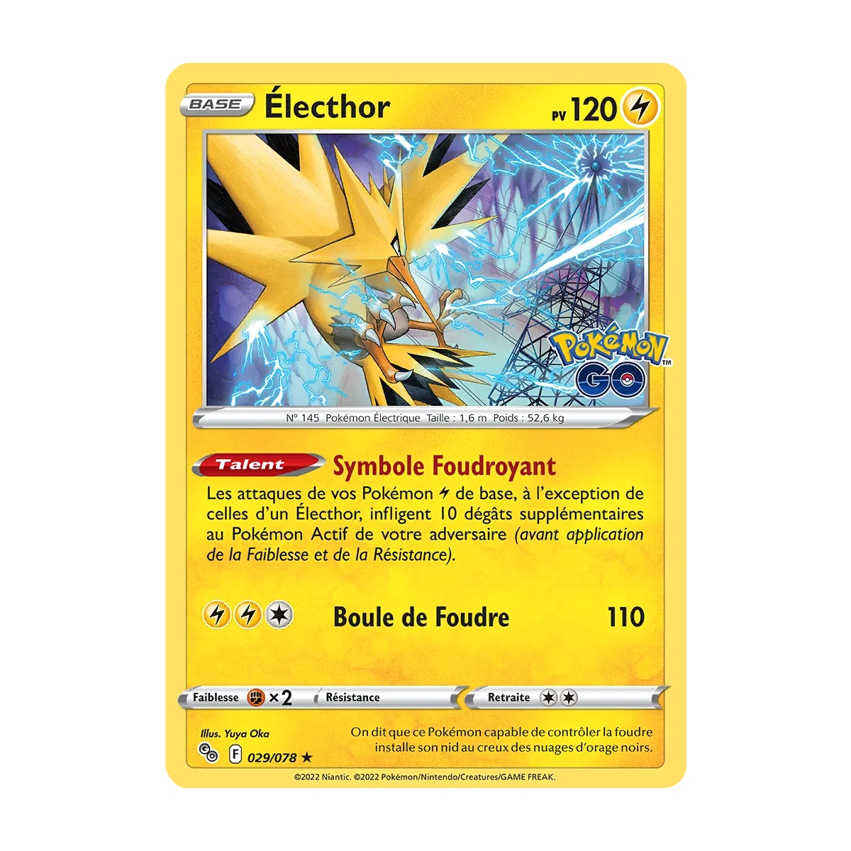 Découvrez Électhor, carte Holographique rare de la série Pokémon GO