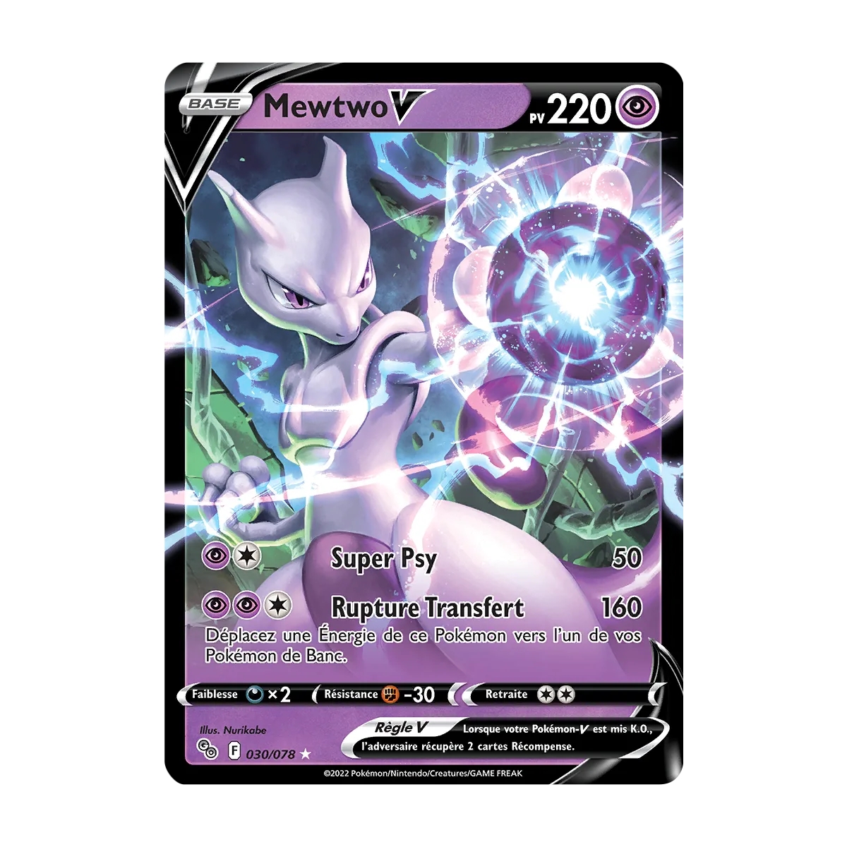 Découvrez Mewtwo, carte Holographique rare V de la série Pokémon GO