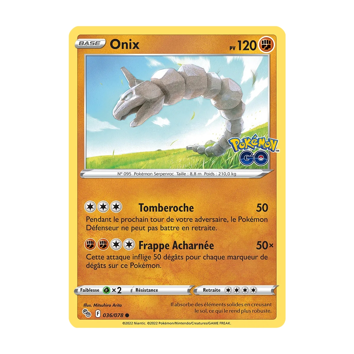 Carte Onix - Commune (Brillante) de Pokémon Pokémon GO 036/078