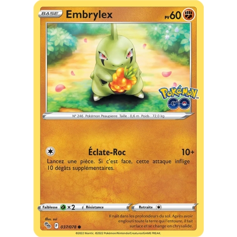 Embrylex 037/078 : Joyau Commune (Brillante) de l'extension Pokémon Pokémon GO