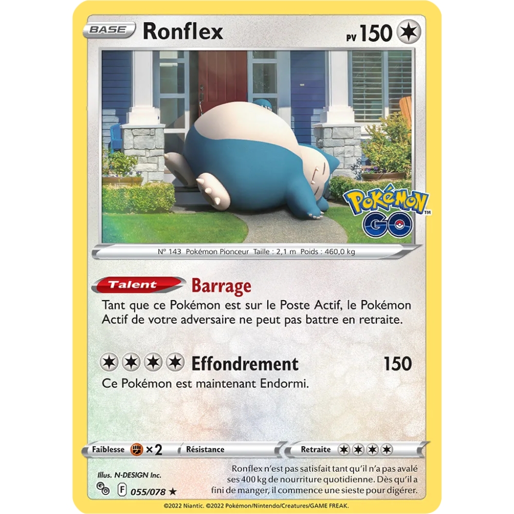 Ronflex 055/078 : Joyau Holographique rare Pokémon Pokémon GO