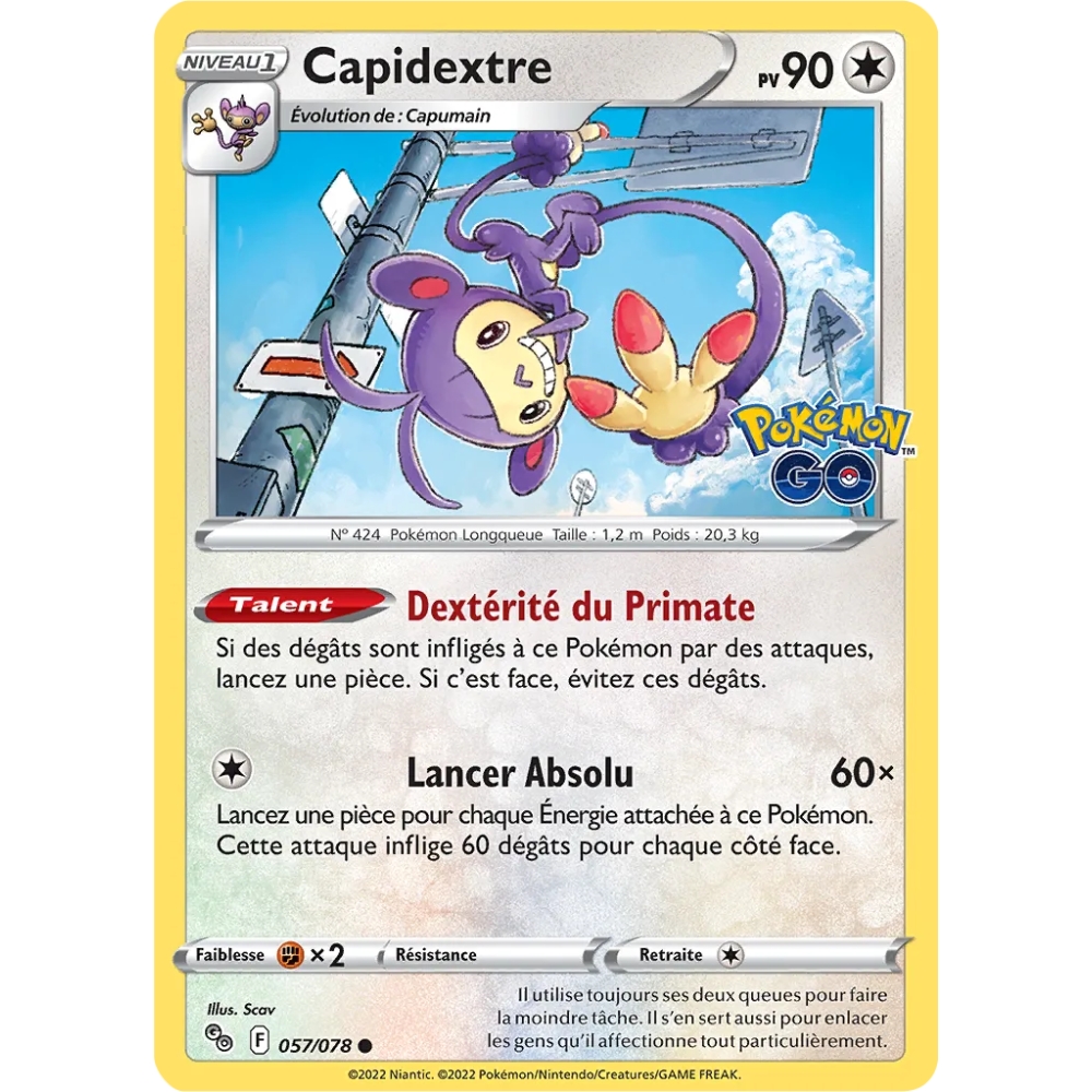 Découvrez Capidextre, carte Commune (Brillante) de la série Pokémon GO