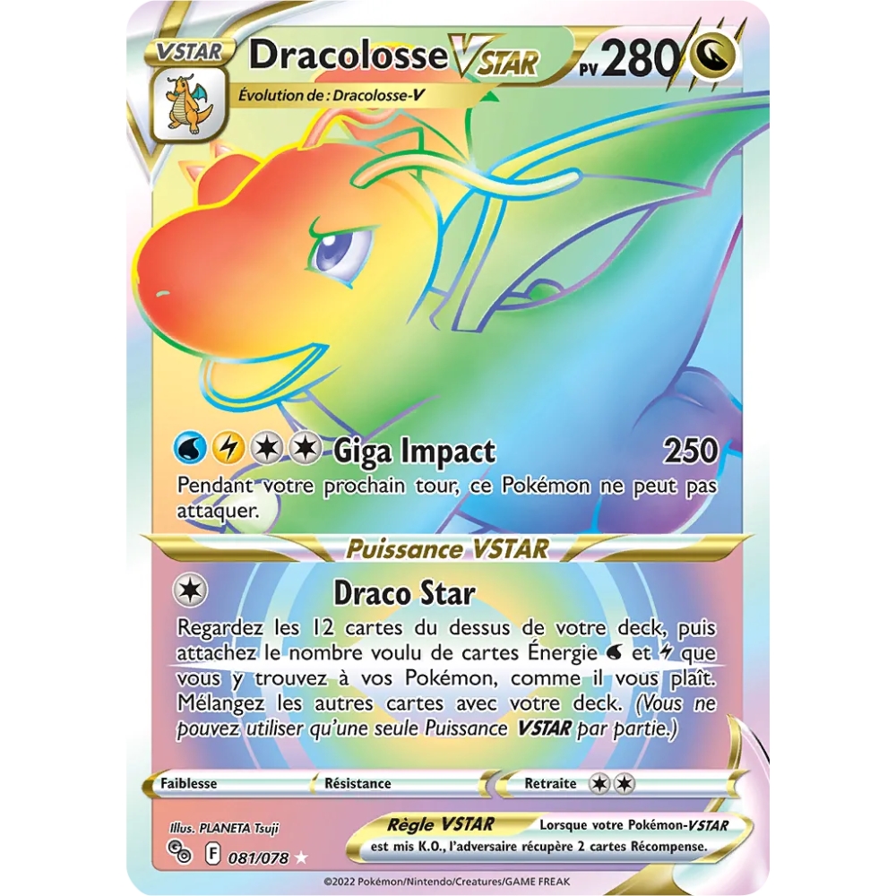 Dracolosse 081/078 : Joyau Arc-en-ciel rare de l'extension Pokémon Pokémon GO