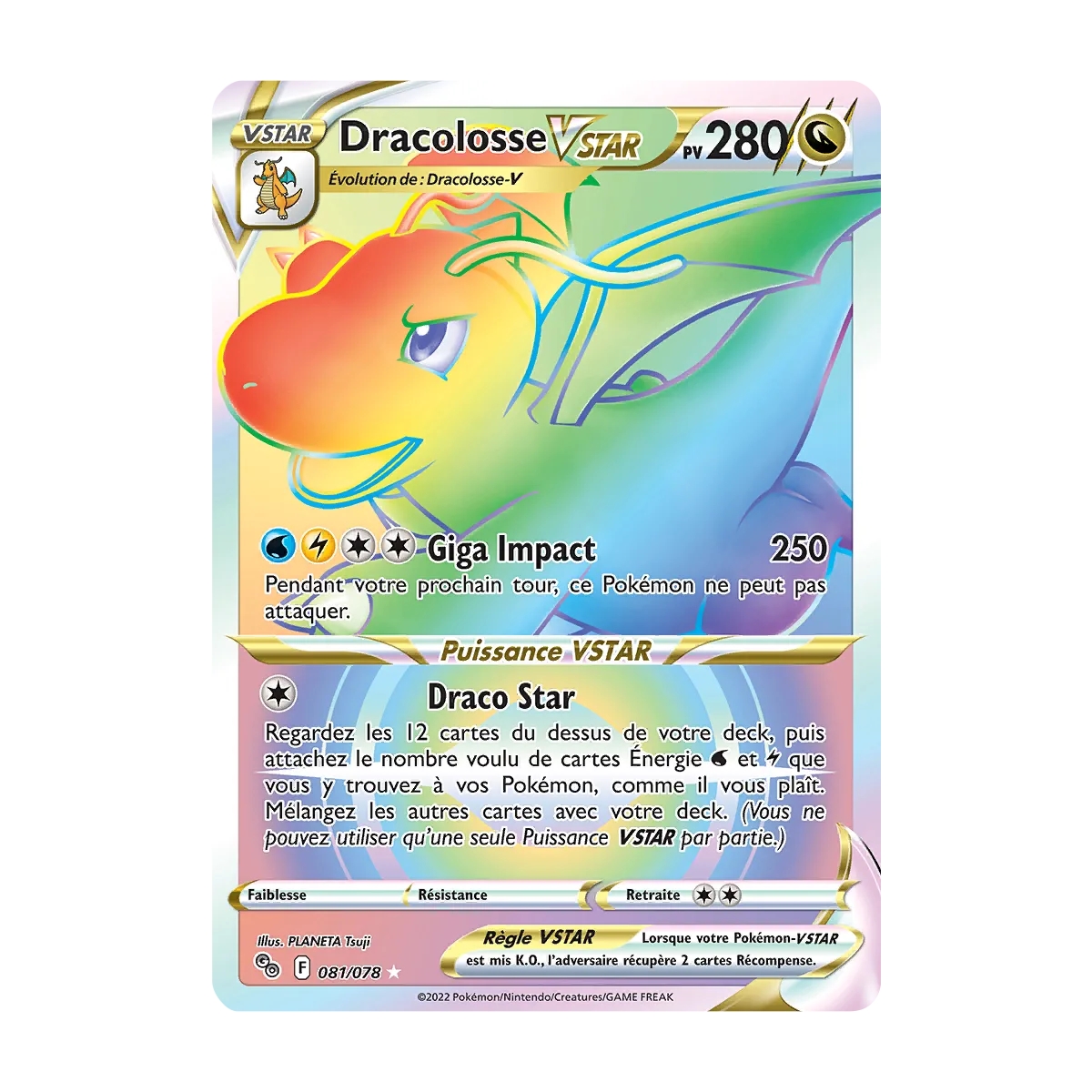 Dracolosse 081/078 : Joyau Arc-en-ciel rare de l'extension Pokémon Pokémon GO