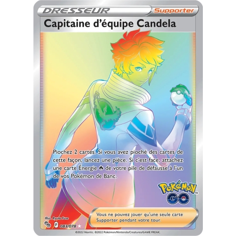 Carte Capitaine d'équipe Candela - Arc-en-ciel rare de Pokémon Pokémon GO 083/078