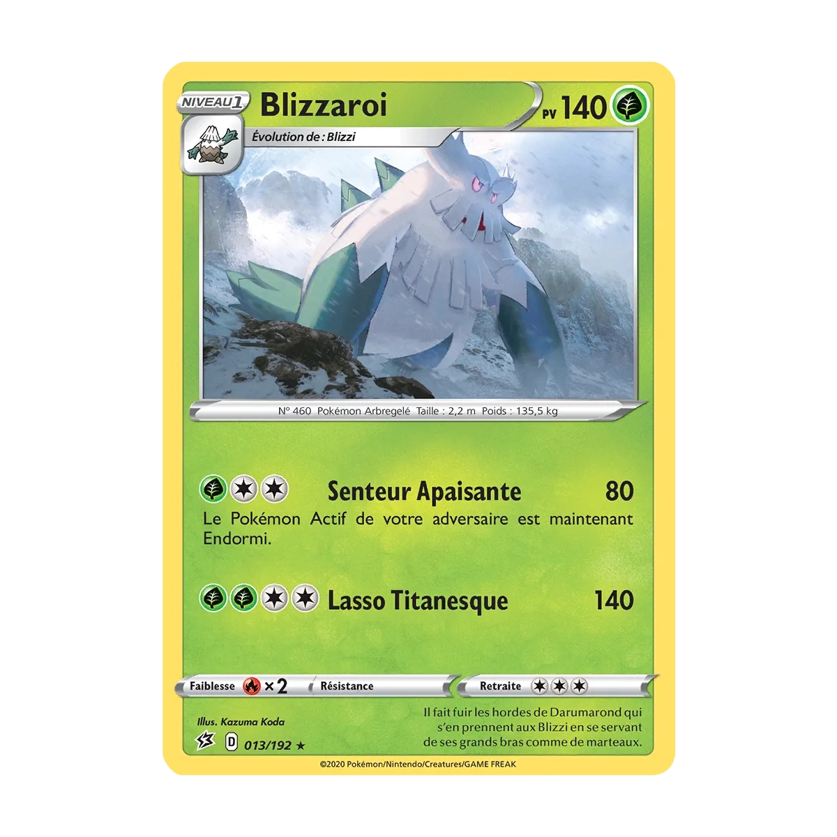 Carte Blizzaroi - Rare (Brillante) de Pokémon Épée et Bouclier Clash des Rebelles 013/192