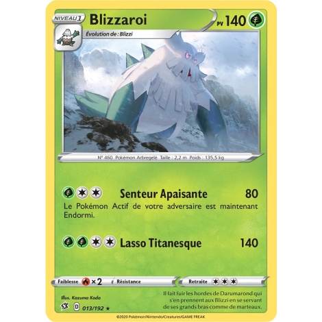 Carte Blizzaroi - Rare (Brillante) de Pokémon Épée et Bouclier Clash des Rebelles 013/192