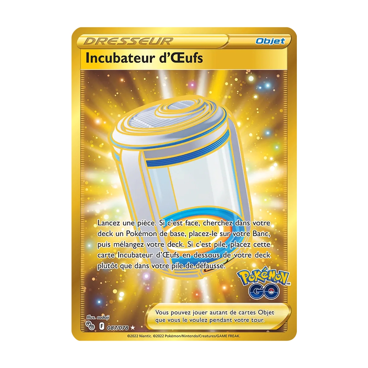 Carte Incubateur d'Œufs - Secrète rare de Pokémon Pokémon GO 087/078