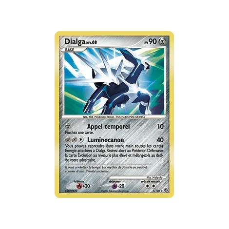 Découvrez Dialga, carte Holographique rare de la série Diamant & Perle