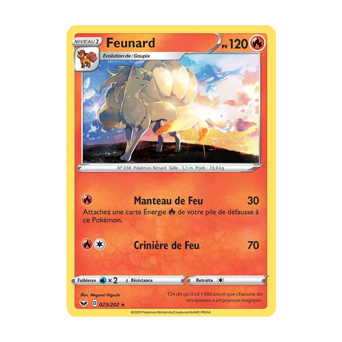 Feunard 023/202 : Joyau Rare (Brillante) de l'extension Pokémon Épée et Bouclier