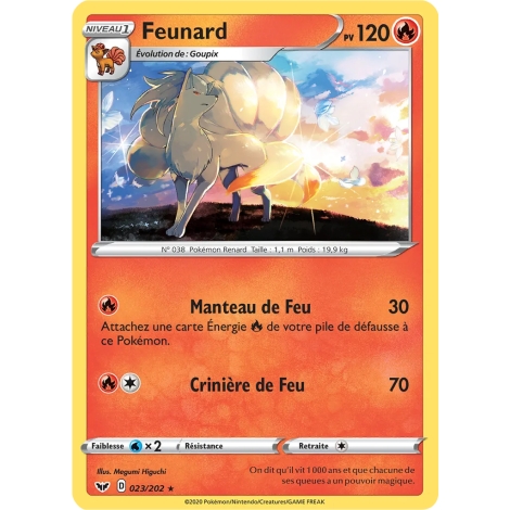 Feunard 023/202 : Joyau Rare (Brillante) de l'extension Pokémon Épée et Bouclier