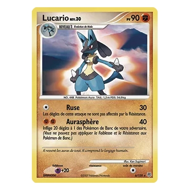 Découvrez Lucario, carte Holographique rare de la série Diamant & Perle