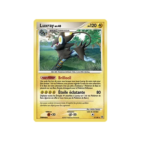 Luxray 7/130 : Joyau Holographique rare de l'extension Pokémon Diamant & Perle