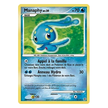 Carte Manaphy - Holographique rare de Pokémon Diamant & Perle 9/130