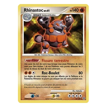 Découvrez Rhinastoc, carte Holographique rare de la série Diamant & Perle