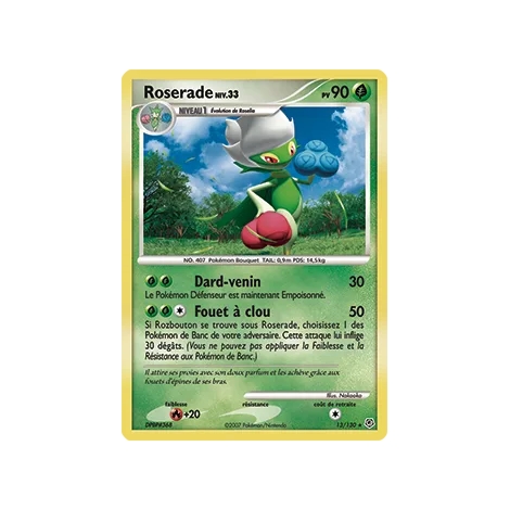 Carte Roserade - Holographique rare de Pokémon Diamant & Perle 13/130