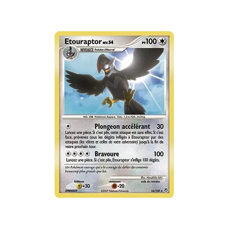 Découvrez Étouraptor, carte Holographique rare de la série Diamant & Perle