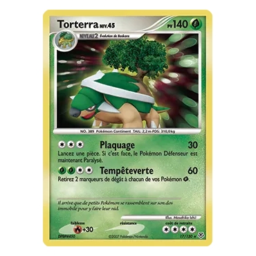 Carte Torterra - Holographique rare de Pokémon Diamant & Perle 17/130