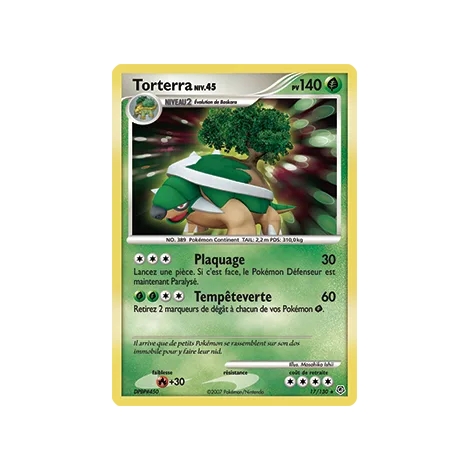 Carte Torterra - Holographique rare de Pokémon Diamant & Perle 17/130