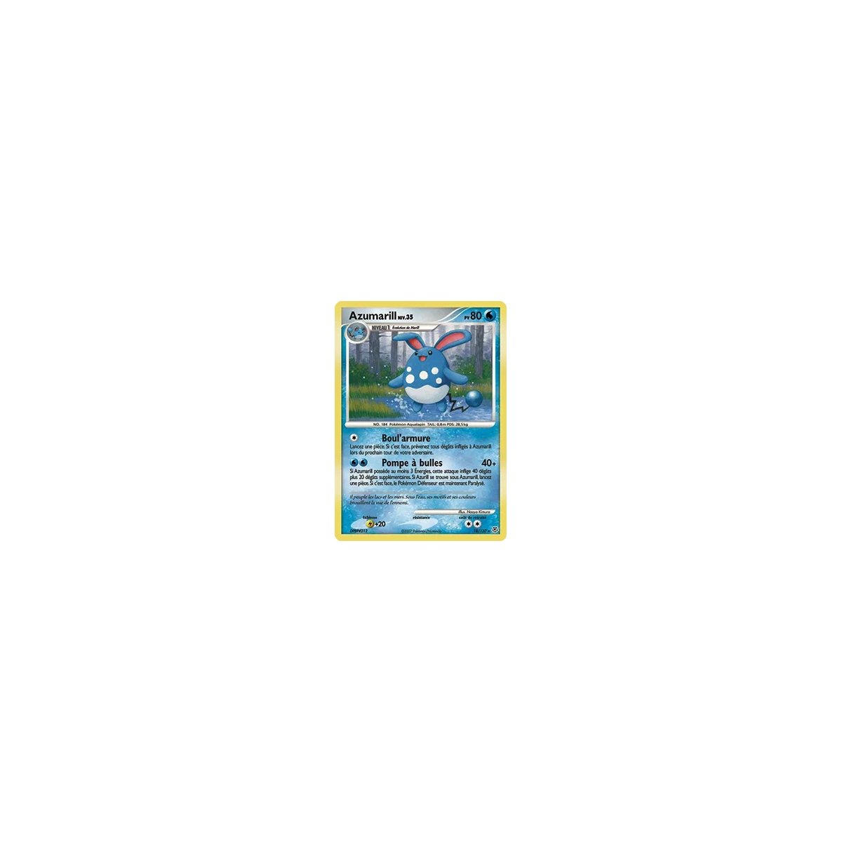 Découvrez Azumarill, carte Rare (Brillante) de la série Diamant & Perle