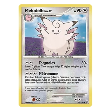 Carte Mélodelfe - Rare (Brillante) de Pokémon Diamant & Perle 22/130