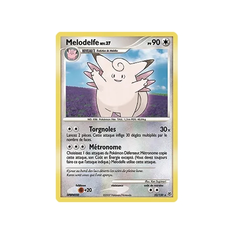 Carte Mélodelfe - Rare (Brillante) de Pokémon Diamant & Perle 22/130