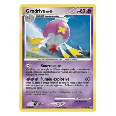 Carte Grodrive - Rare (Brillante) de Pokémon Diamant & Perle 24/130