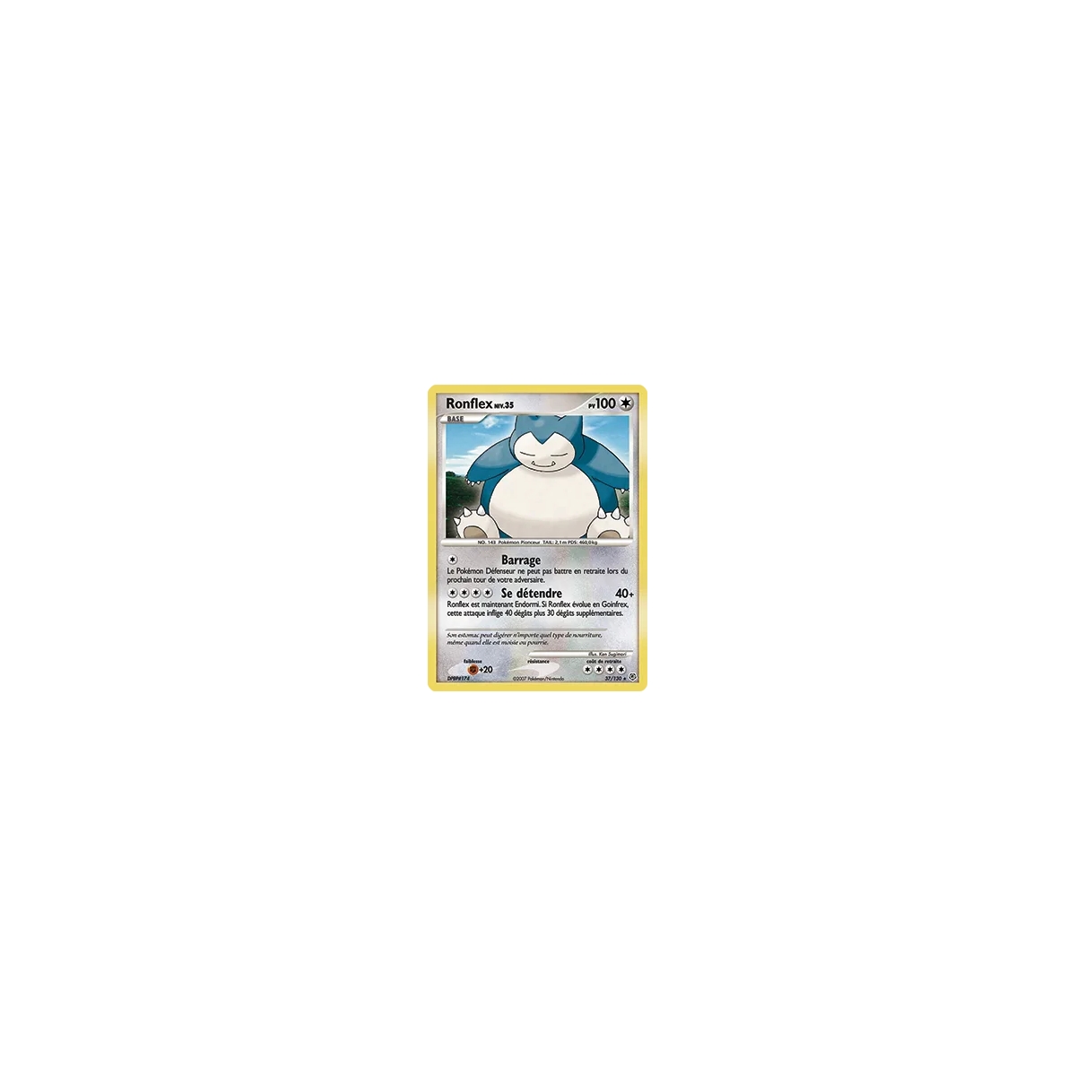 Ronflex 37/130 : Joyau Rare (Brillante) de l'extension Pokémon Diamant & Perle