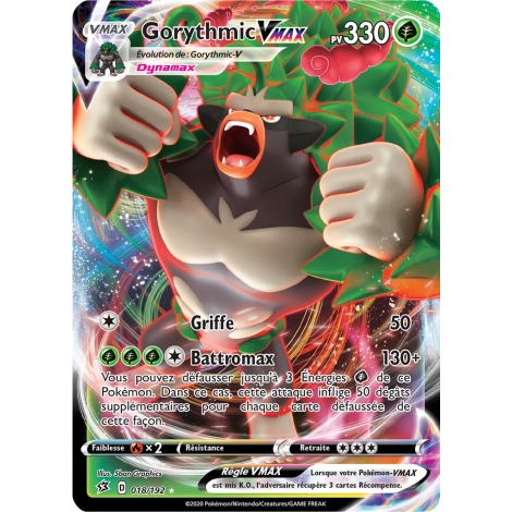 Carte Gorythmic - Holographique rare VMAX de Pokémon Épée et Bouclier Clash des Rebelles 018/192