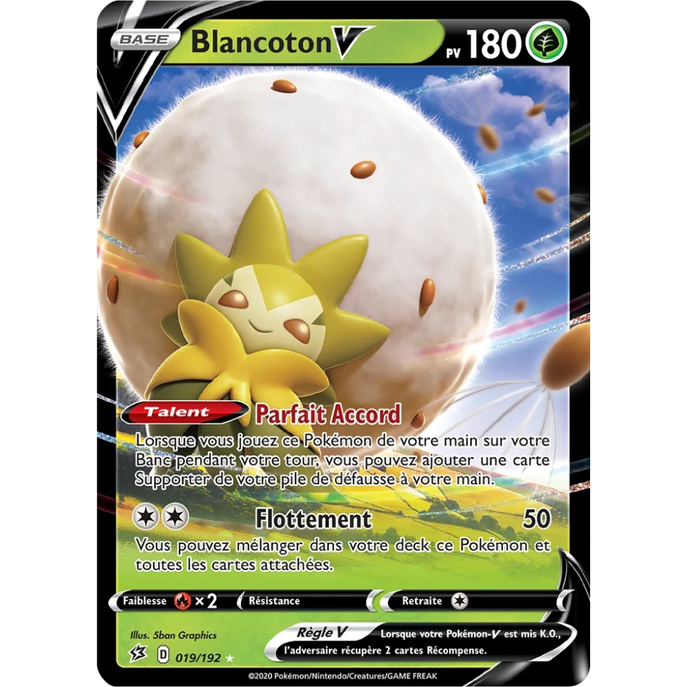 Blancoton 019/192 : Joyau Holographique rare V de l'extension Pokémon Épée et Bouclier Clash des Rebelles