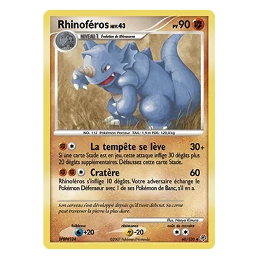 Découvrez Rhinoféros, carte Peu commune (Brillante) de la série Diamant & Perle