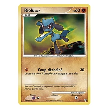 Carte Riolu - Peu commune (Brillante) de Pokémon Diamant & Perle 61/130
