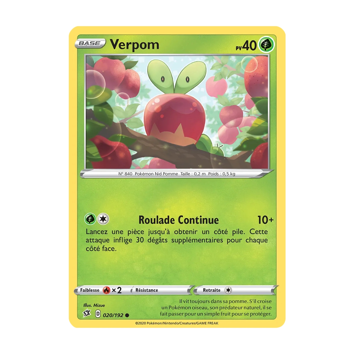 Verpom 020/192 : Joyau Commune (Brillante) de l'extension Pokémon Épée et Bouclier Clash des Rebelles